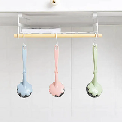 Long Handle Steel Wire Dishwashing Scrubber Brushes – Flower-Shaped Kitchen Cleaning Brush – 3-Pack