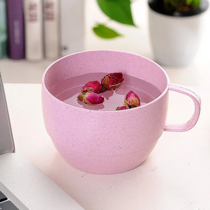 2-Pack Wheat Straw Plastic Cup with Handle