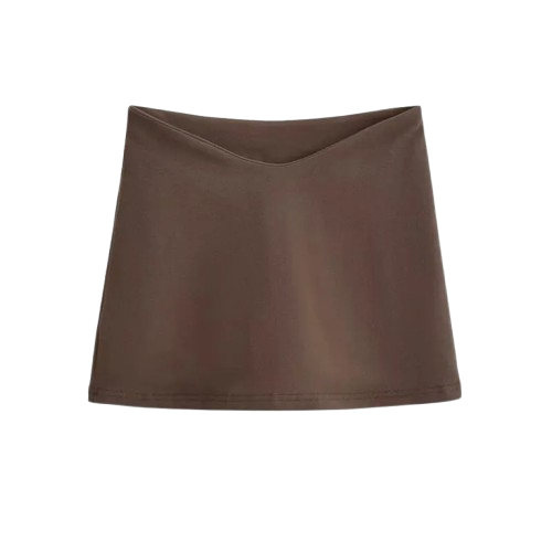 Junior Girl's Solid Color Low Waist Mini Skirt with Built-In Shorts – Elegant & Versatile Design