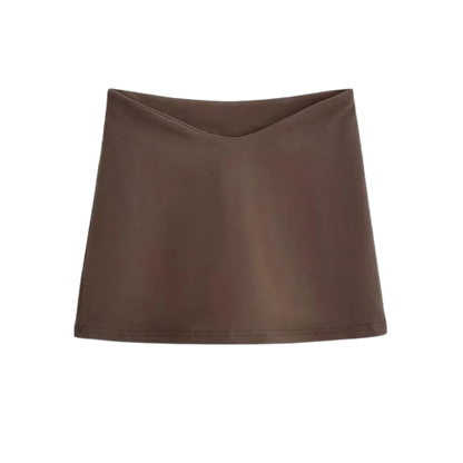 Junior Girl's Solid Color Low Waist Mini Skirt with Built-In Shorts – Elegant & Versatile Design