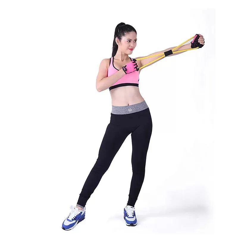 Latex Figure-8 Resistance Band Chest Expander with Foam Handles – Full Body Fitness Trainer