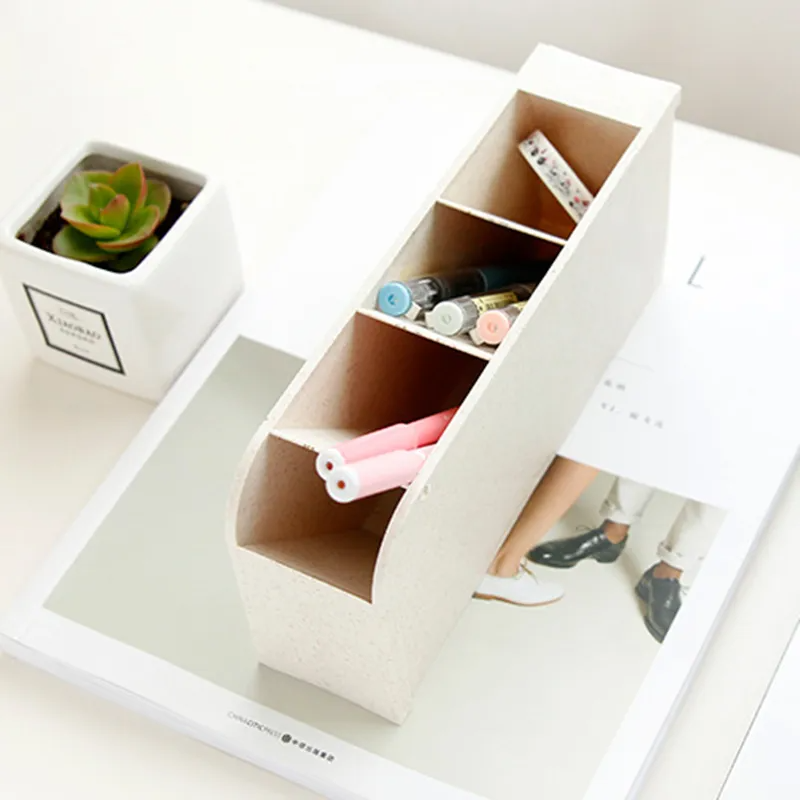 Four-Grid Desktop Pen Holder Organizer – Rectangular Office & School Storage Box