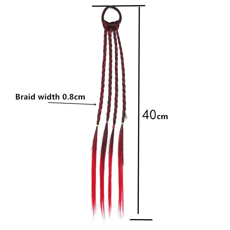 6-Pack Girls Colorful Braided Ponytail Hair Extensions – Elastic Hair Ties with Long Synthetic Braids