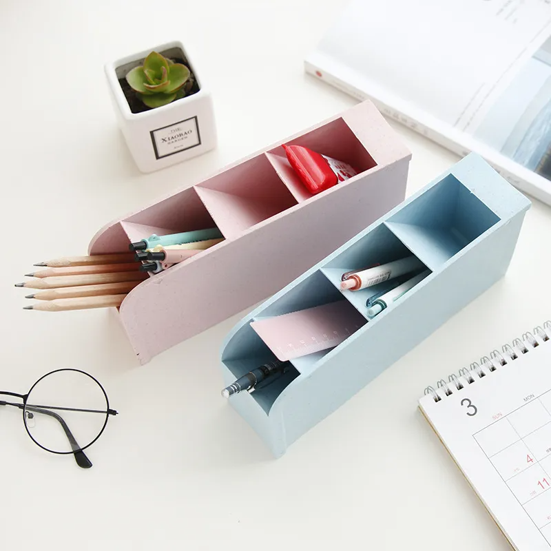Four-Grid Desktop Pen Holder Organizer – Rectangular Office & School Storage Box