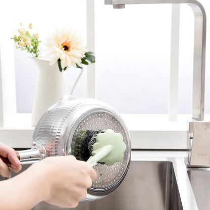 Long Handle Steel Wire Dishwashing Scrubber Brushes – Flower-Shaped Kitchen Cleaning Brush – 3-Pack