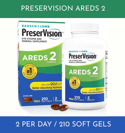 PreserVision AREDS 2 - 210 count Soft Gels - Eye Vitamin & Mineral Supplement - EXP 08/2027