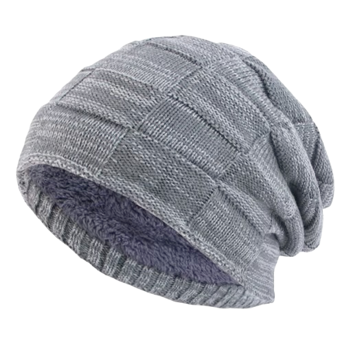 Slouchy Knit Beanie, Double Layer with Fleece Lining, Unisex Winter Hat, Multiple Colors