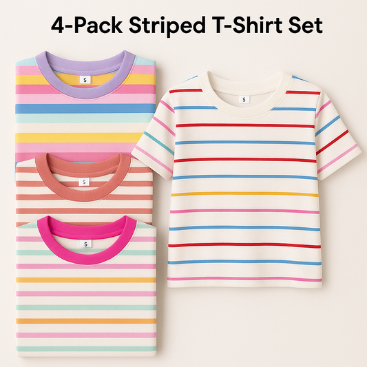 Girls’ 4-Pack Striped Tee Bundle