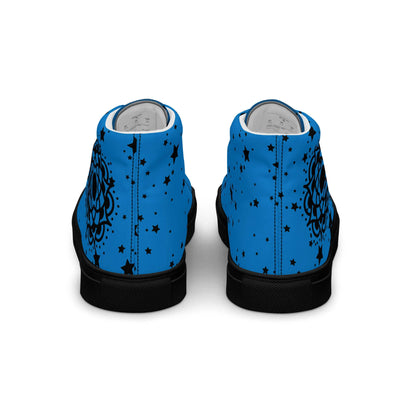 Blue Flower high top canvas shoes
