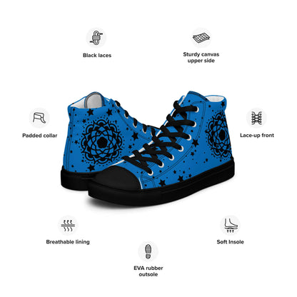 Blue Flower high top canvas shoes