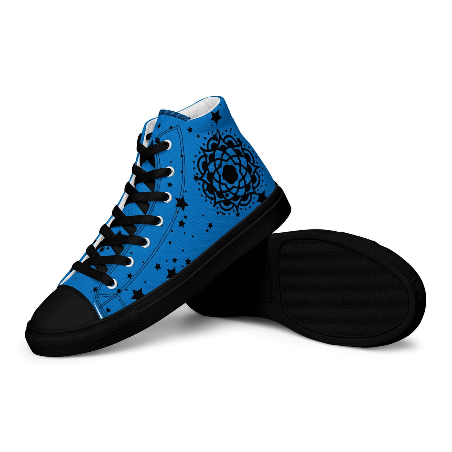 Blue Flower high top canvas shoes