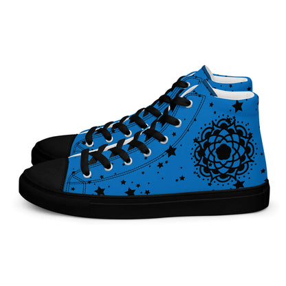 Blue Flower high top canvas shoes