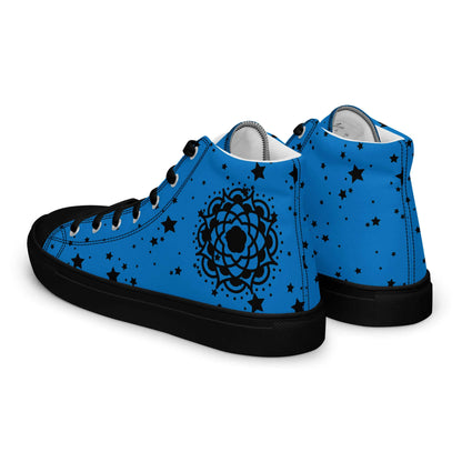 Blue Flower high top canvas shoes