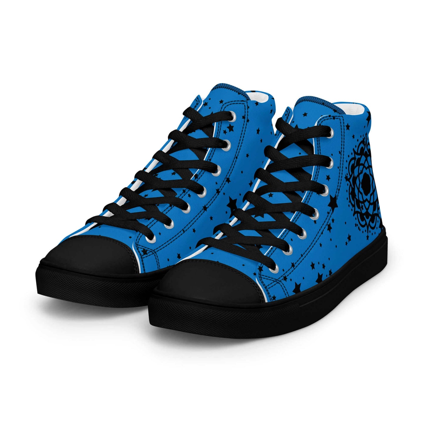 Blue Flower high top canvas shoes