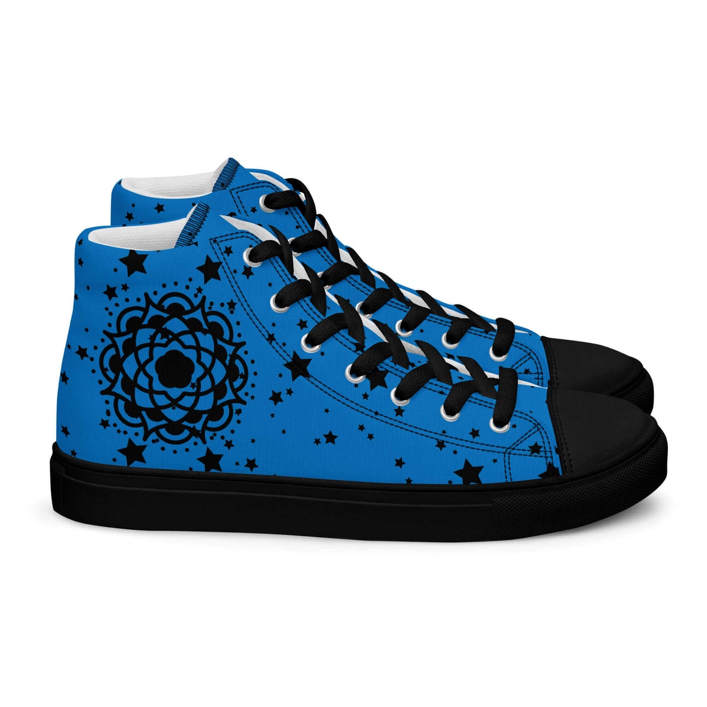 Blue Flower high top canvas shoes