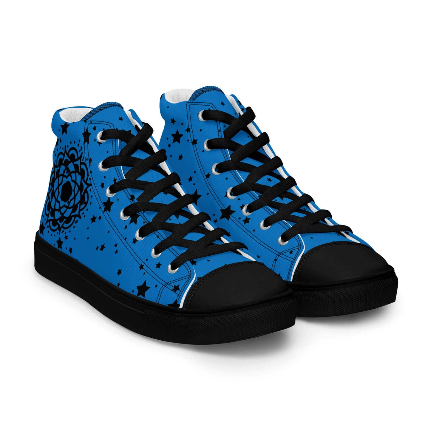 Blue Flower high top canvas shoes
