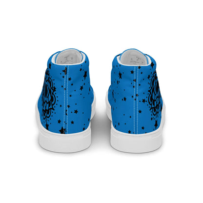 Blue Flower high top canvas shoes