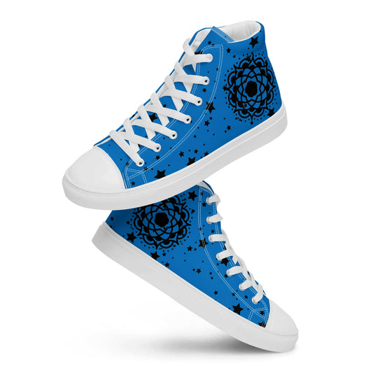 Blue Flower high top canvas shoes
