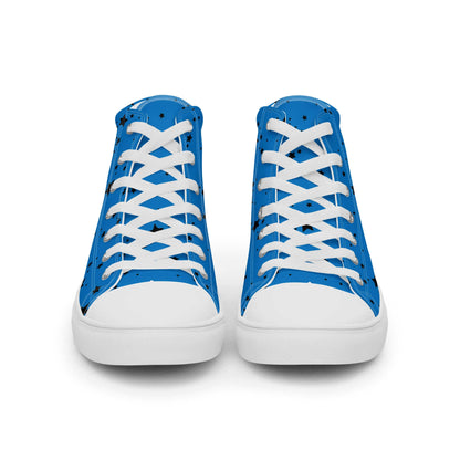 Blue Flower high top canvas shoes