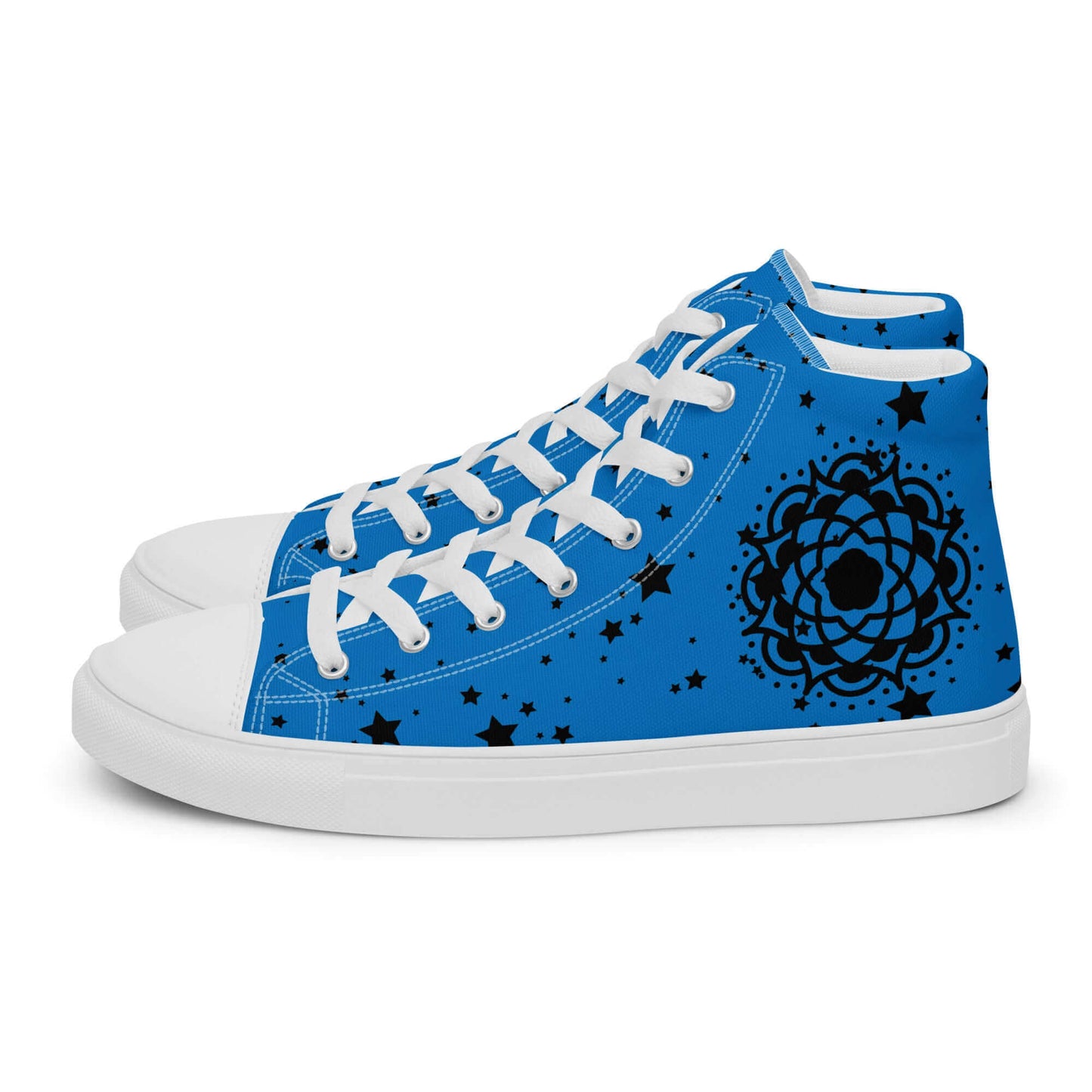 Blue Flower high top canvas shoes