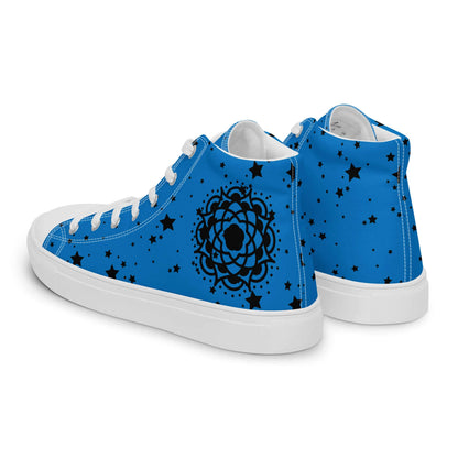 Blue Flower high top canvas shoes