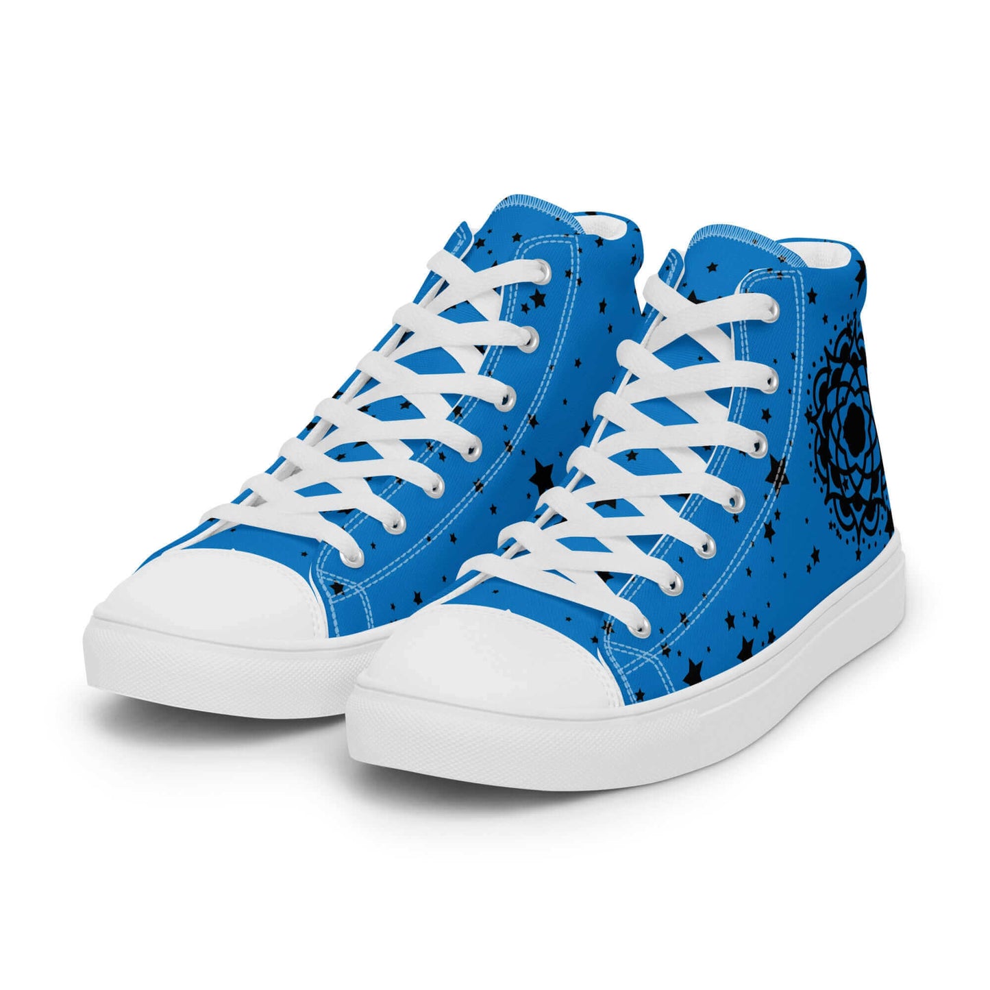 Blue Flower high top canvas shoes