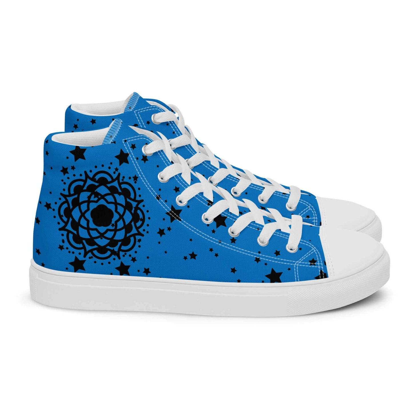 Blue Flower high top canvas shoes