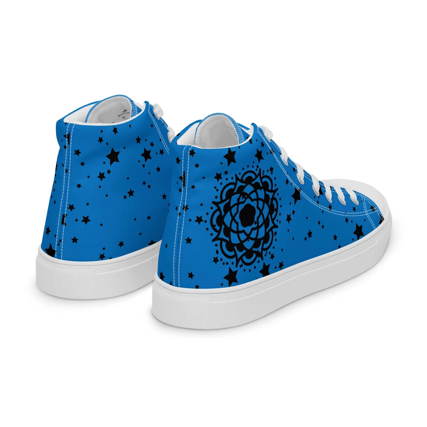 Blue Flower high top canvas shoes