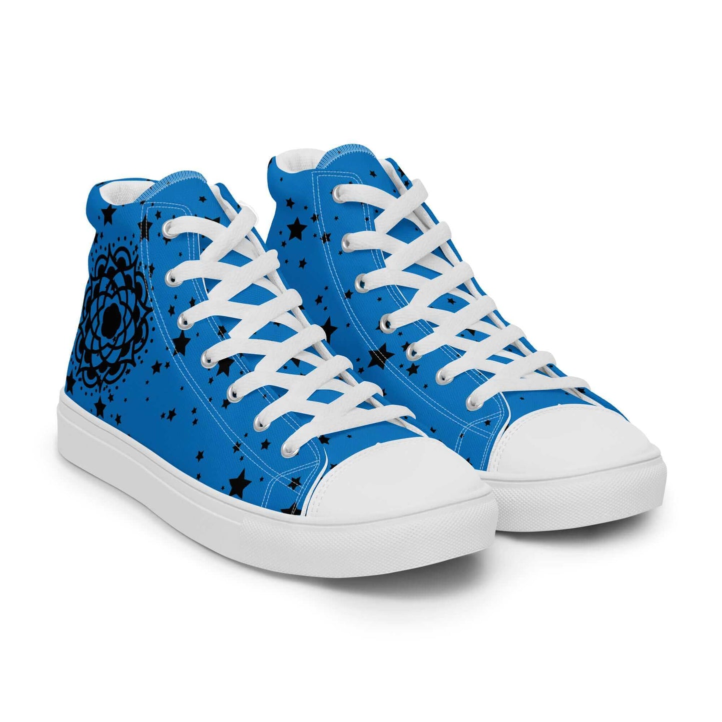 Blue Flower high top canvas shoes