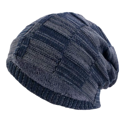 Slouchy Knit Beanie, Double Layer with Fleece Lining, Unisex Winter Hat, Multiple Colors