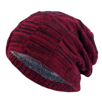 Slouchy Knit Beanie, Double Layer with Fleece Lining, Unisex Winter Hat, Multiple Colors