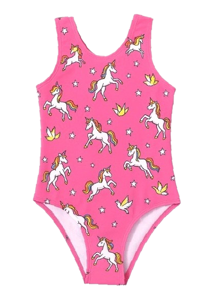 Girls' Unicorn Print One-Piece Swimsuit
