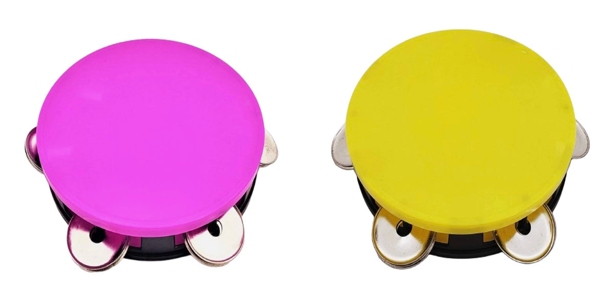 5.5" Neon Tambourine Kids Toy – 2 Pack Handheld Musical Set