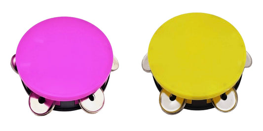 5.5" Neon Tambourine Kids Toy – 2 Pack Handheld Musical Set