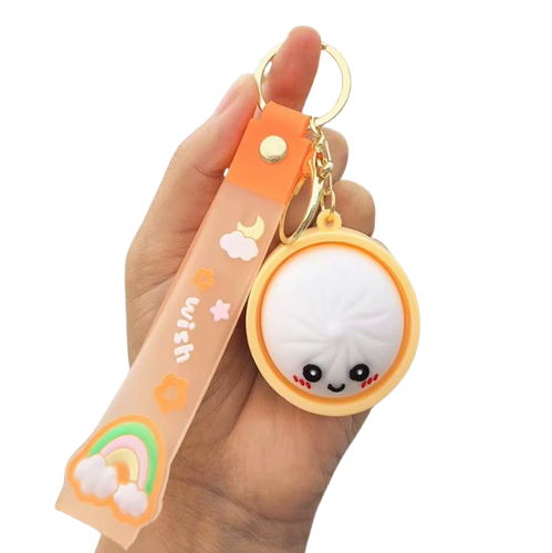 Cute Dumpling Squishy Keychains – 2-Pack Stress Relief Fidget Toys